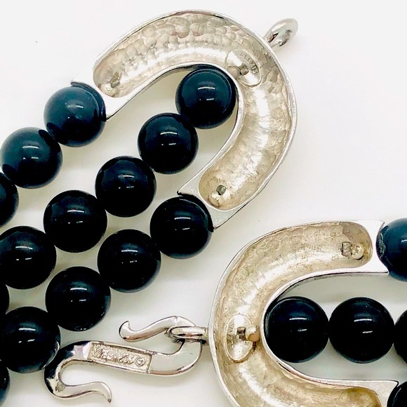 Vintage Designer ALEXIS KIRK Modernist Black Statement Necklace - Picture 16 of 16